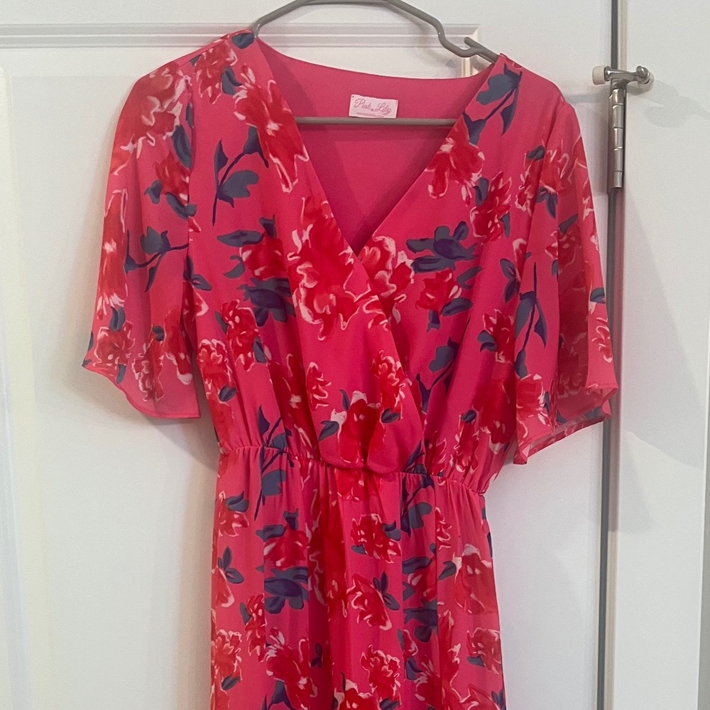 Maxi floral dress, pink women’s dress
